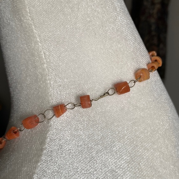 Handcrafted Azeztulite Stone Bead Necklace with Etched Pendant Centerpiece - Picture 4 of 5